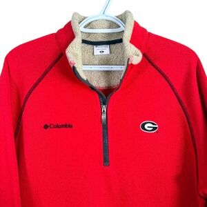 Vintage Columbia Georgia Bulldogs 1/4 Zip Pullover Sweater Mens XL Red read